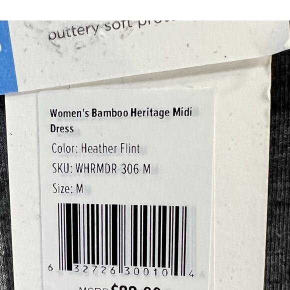 Free Fly Bamboo Heritage Midi Dress M Heather Flint Gray Cotton Bamboo Pockets - Picture 11 of 16